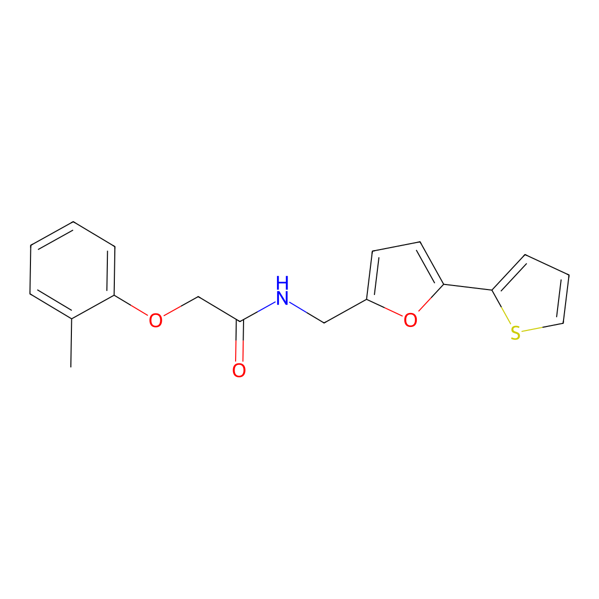 N-((5-(thiophen-2-yl)furan-2-yl)methyl)-2-(o-tolyloxy)acetamide molecular structure, CAS 2034247-91-9