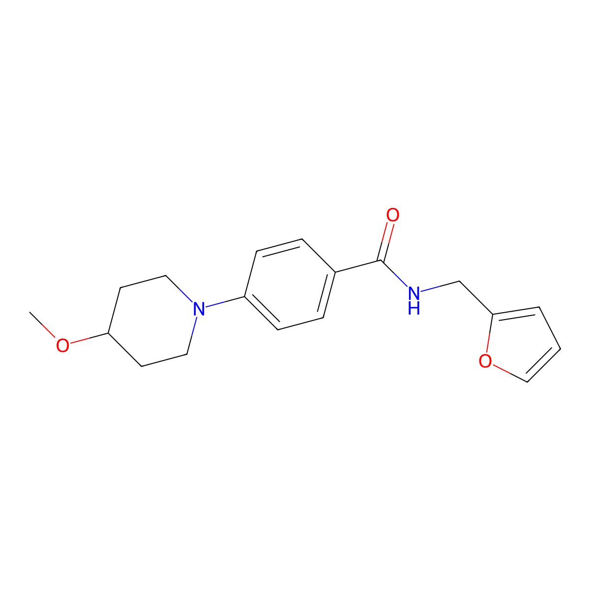 N-(furan-2-ylmethyl)-4-(4-methoxypiperidin-1-yl)benzamide molecular structure, CAS 2034247-92-0