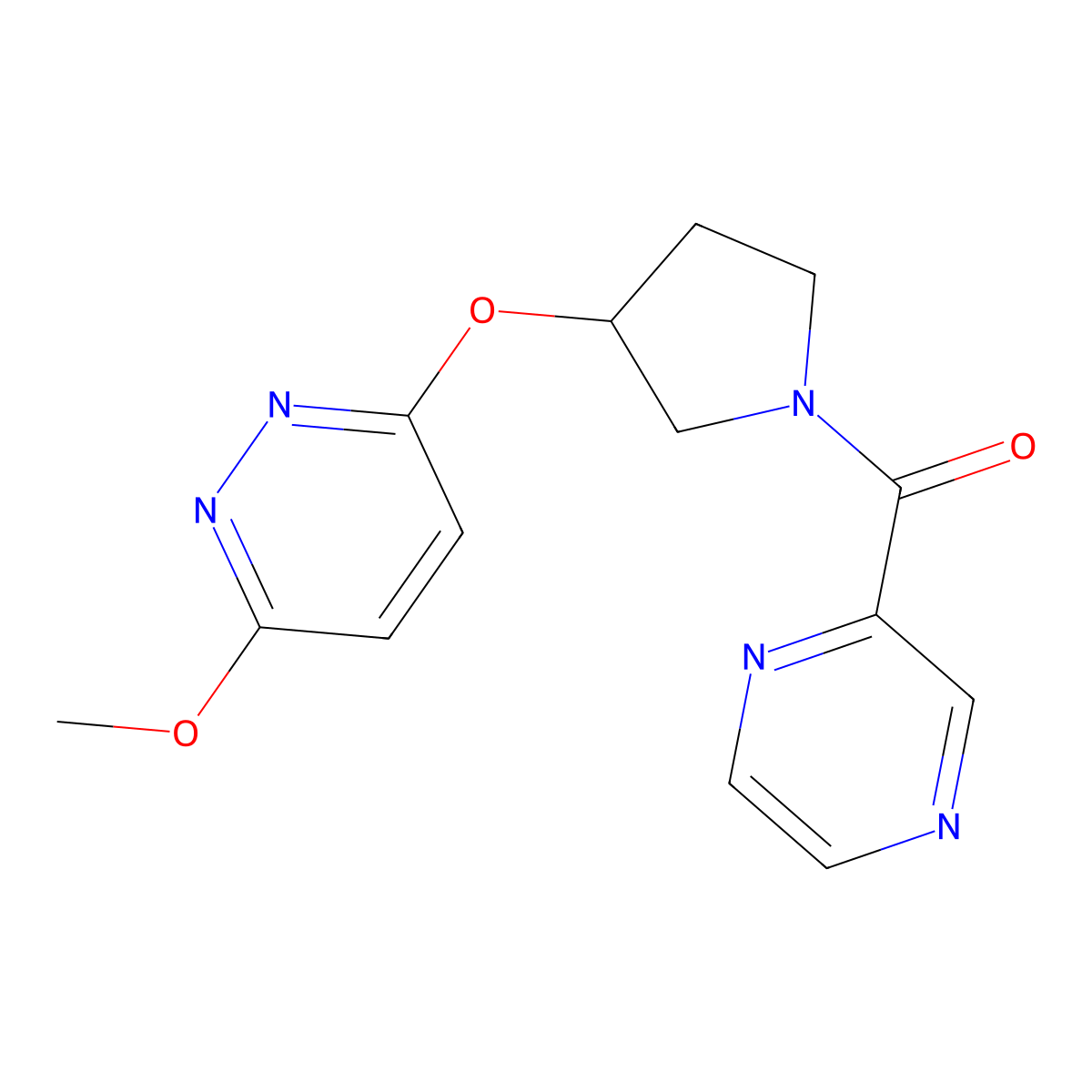 (3-((6-Methoxypyridazin-3-yl)oxy)pyrrolidin-1-yl)(pyrazin-2-yl)methanone molecular structure, CAS 2034247-95-3