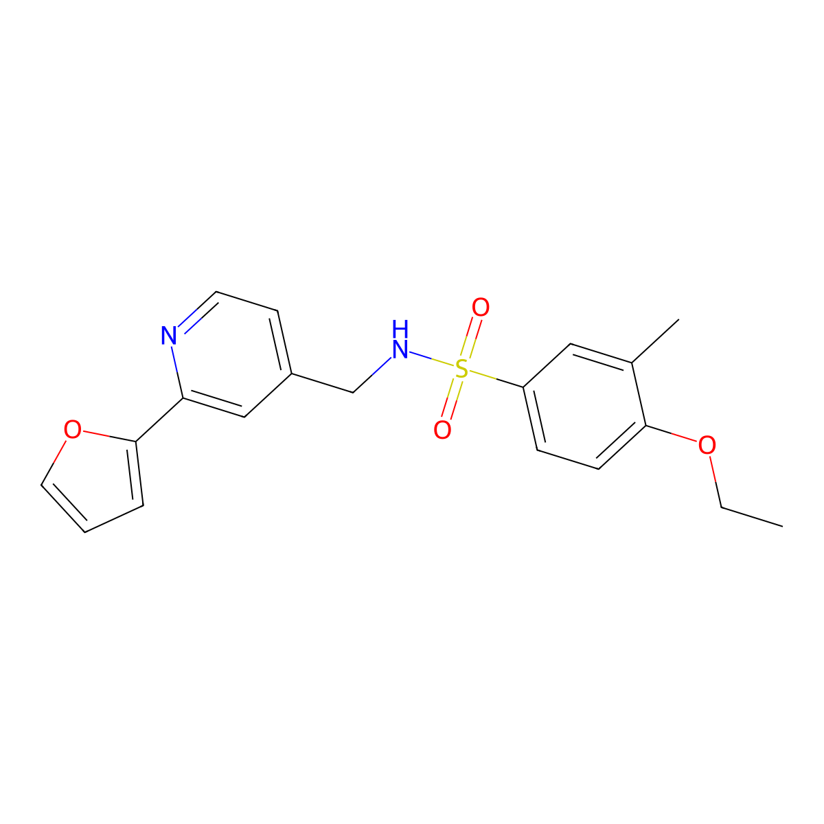 4-ethoxy-N-((2-(furan-2-yl)pyridin-4-yl)methyl)-3-methylbenzenesulfonamide molecular structure, CAS 2034248-04-7