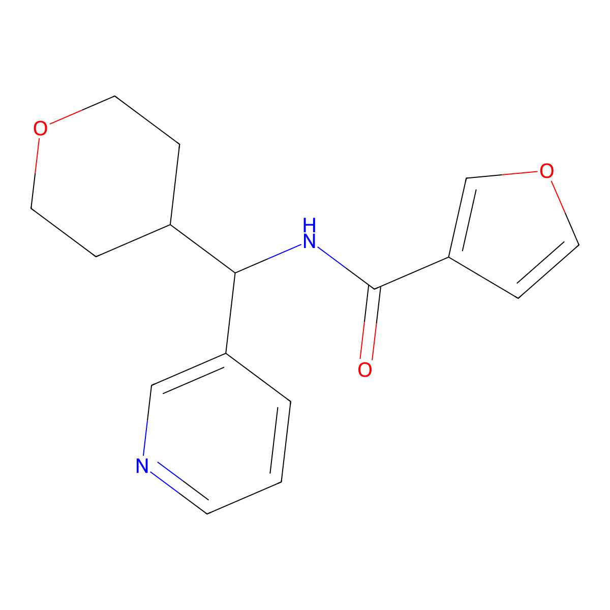 N-(pyridin-3-yl(tetrahydro-2H-pyran-4-yl)methyl)furan-3-carboxamide molecular structure, CAS 2034248-13-8