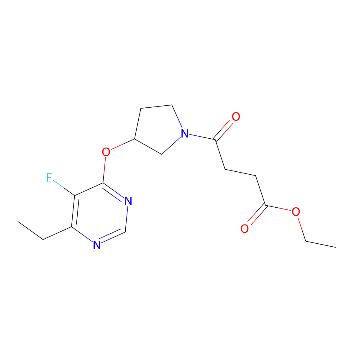 Ethyl 4-(3-((6-ethyl-5-fluoropyrimidin-4-yl)oxy)pyrrolidin-1-yl)-4-oxobutanoate molecular structure, CAS 2034248-14-9