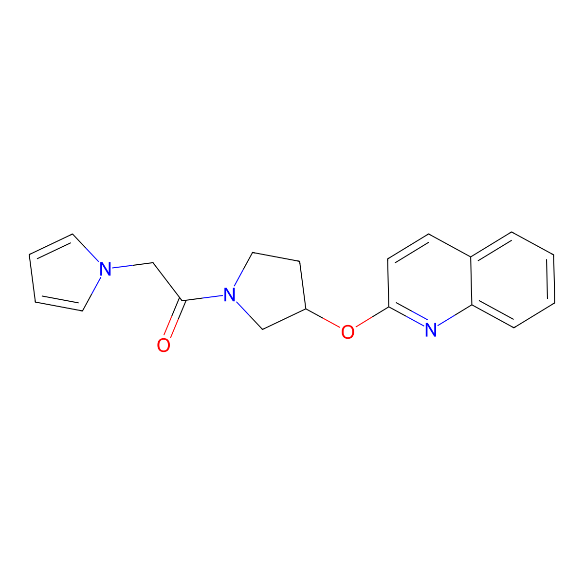2-(1H-pyrrol-1-yl)-1-(3-(quinolin-2-yloxy)pyrrolidin-1-yl)ethanone molecular structure, CAS 2034248-15-0
