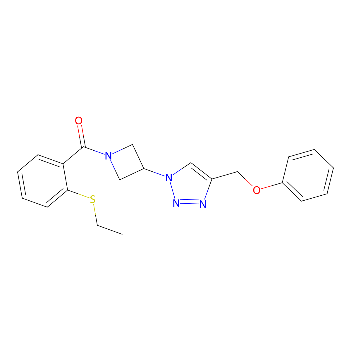 (2-(ethylthio)phenyl)(3-(4-(phenoxymethyl)-1H-1,2,3-triazol-1-yl)azetidin-1-yl)methanone molecular structure, CAS 2034248-22-9