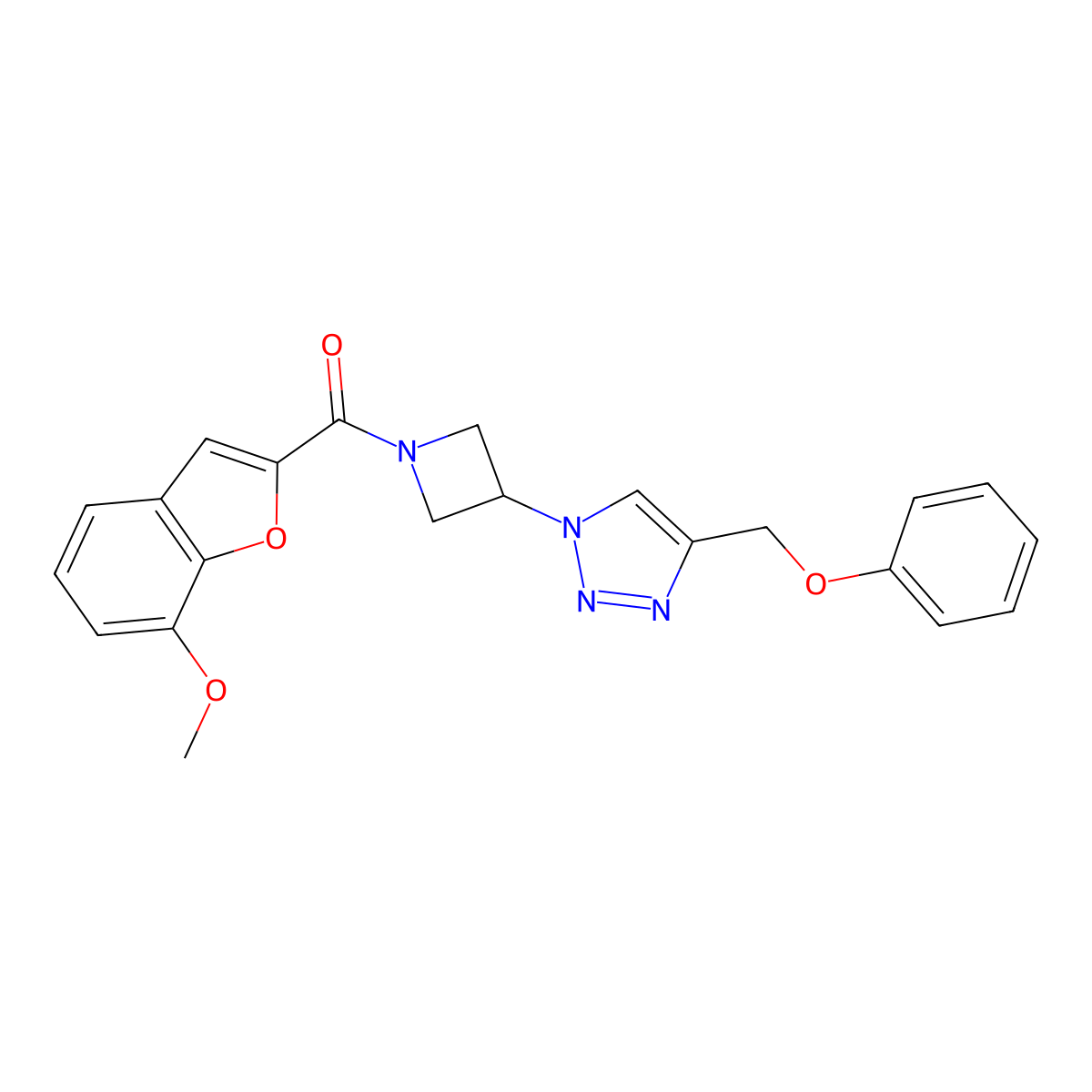 (7-methoxybenzofuran-2-yl)(3-(4-(phenoxymethyl)-1H-1,2,3-triazol-1-yl)azetidin-1-yl)methanone molecular structure, CAS 2034248-29-6