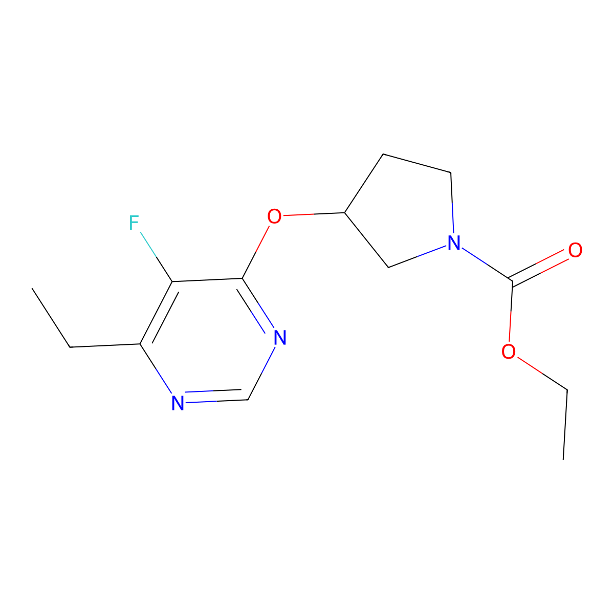 Ethyl 3-((6-ethyl-5-fluoropyrimidin-4-yl)oxy)pyrrolidine-1-carboxylate molecular structure, CAS 2034248-31-0