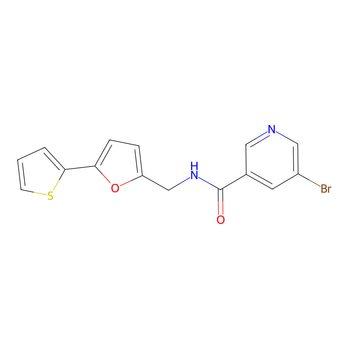 5-bromo-N-((5-(thiophen-2-yl)furan-2-yl)methyl)nicotinamide molecular structure, CAS 2034248-33-2
