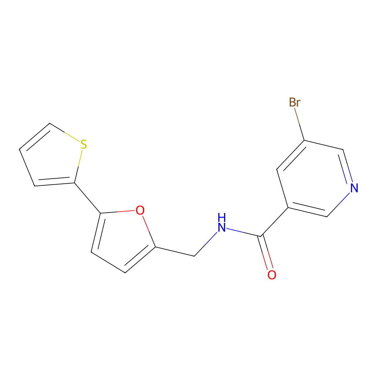 5-bromo-N-((5-(thiophen-2-yl)furan-2-yl)methyl)nicotinamide molecular structure, CAS 2034248-33-2