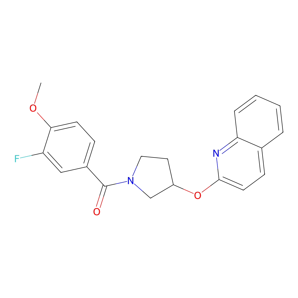 (3-Fluoro-4-methoxyphenyl)(3-(quinolin-2-yloxy)pyrrolidin-1-yl)methanone molecular structure, CAS 2034248-35-4