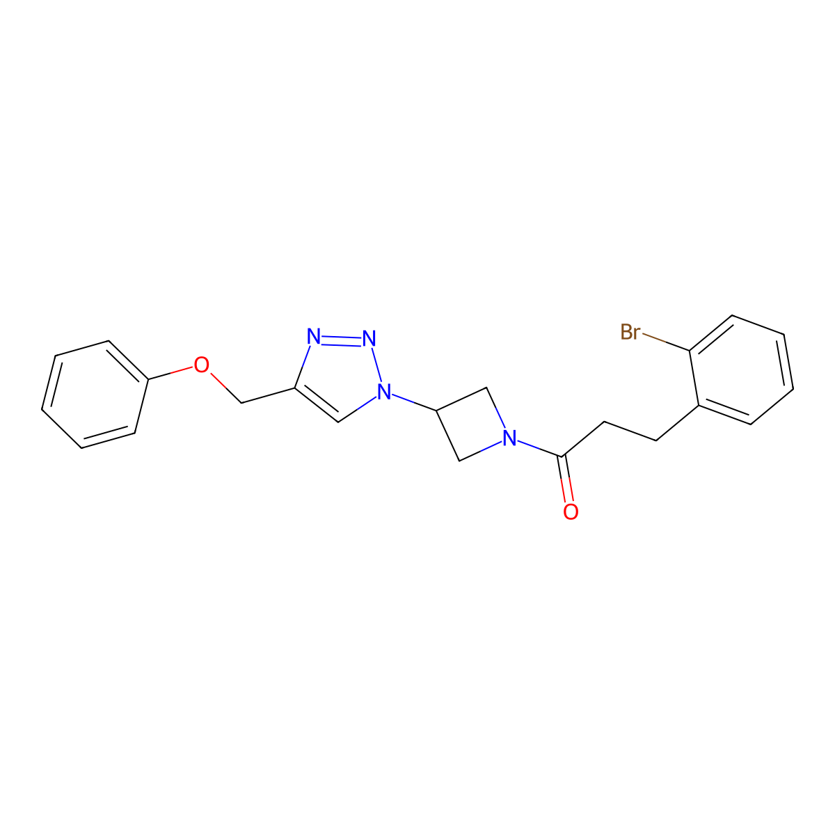 3-(2-bromophenyl)-1-(3-(4-(phenoxymethyl)-1H-1,2,3-triazol-1-yl)azetidin-1-yl)propan-1-one molecular structure, CAS 2034248-42-3