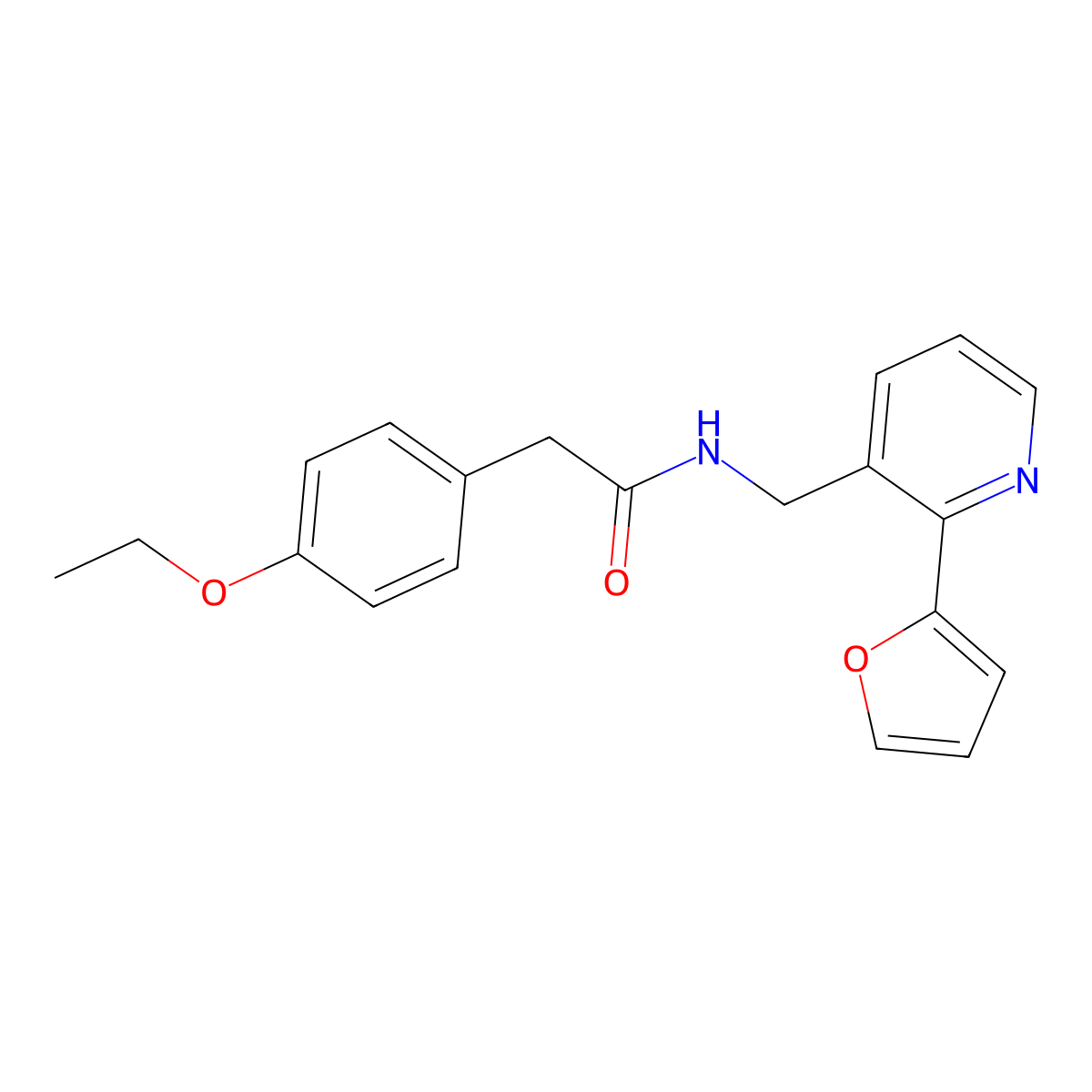 2-(4-ethoxyphenyl)-N-((2-(furan-2-yl)pyridin-3-yl)methyl)acetamide molecular structure, CAS 2034248-46-7