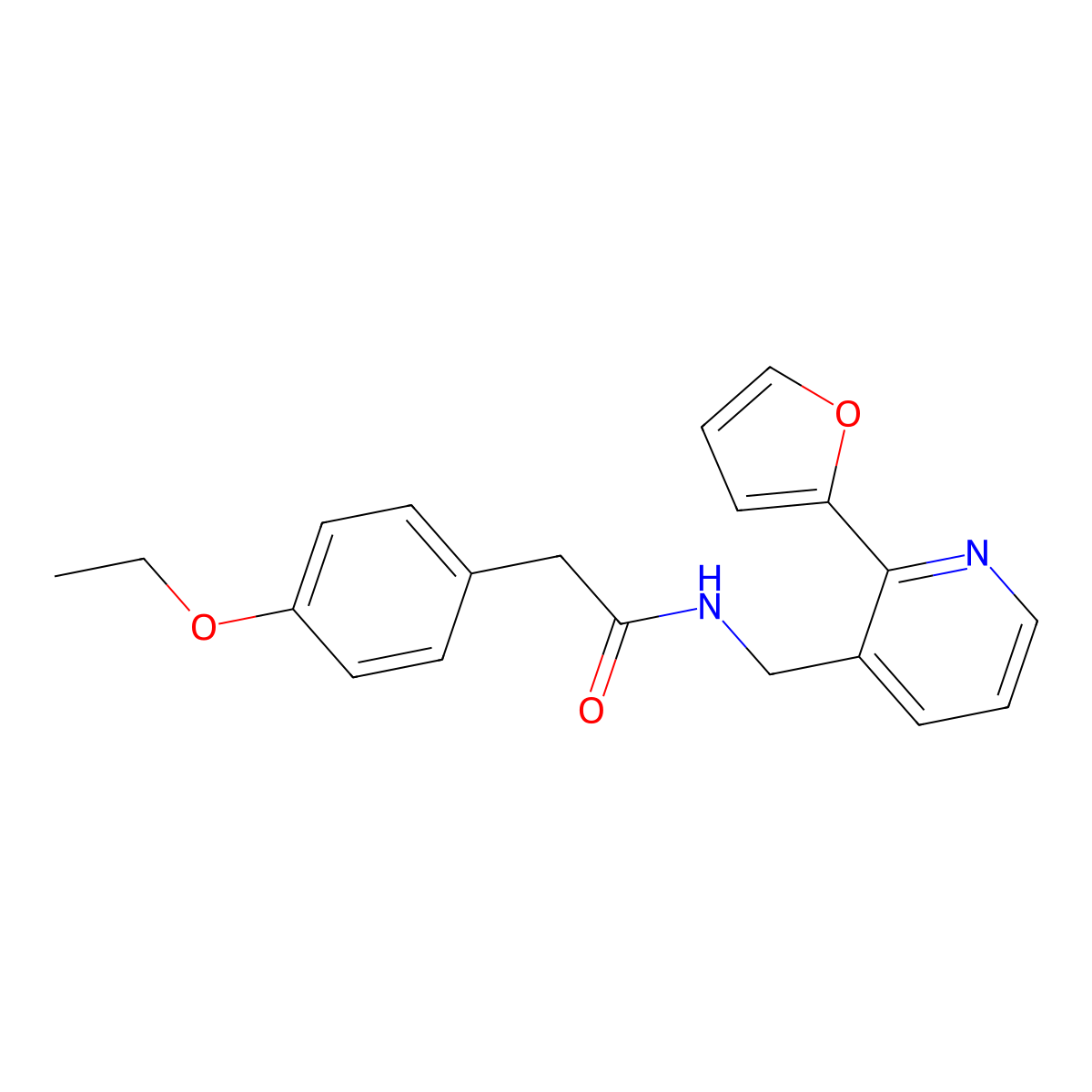 2-(4-ethoxyphenyl)-N-((2-(furan-2-yl)pyridin-3-yl)methyl)acetamide molecular structure, CAS 2034248-46-7