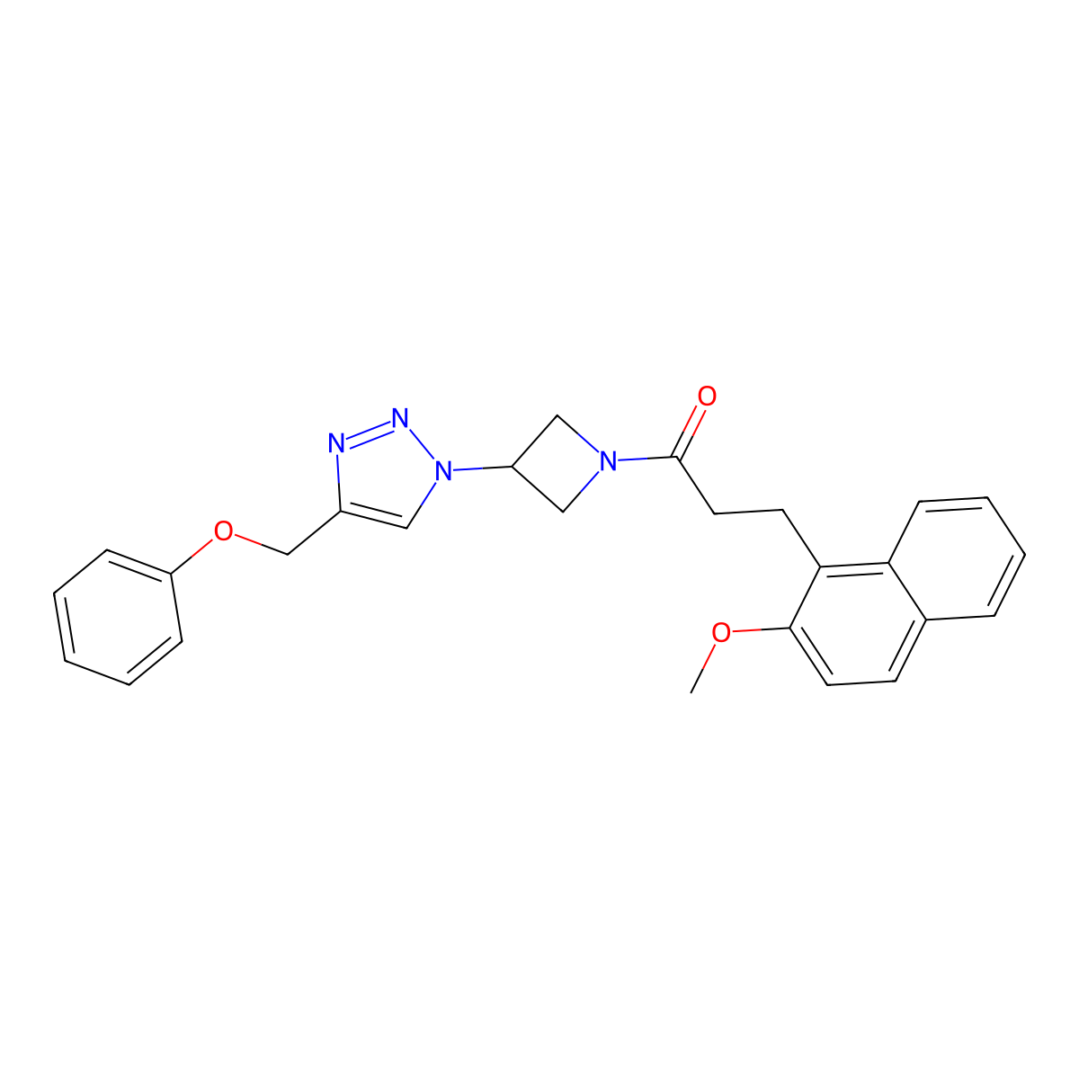 3-(2-methoxynaphthalen-1-yl)-1-{3-[4-(phenoxymethyl)-1H-1,2,3-triazol-1-yl]azetidin-1-yl}propan-1-one molecular structure, CAS 2034248-52-5