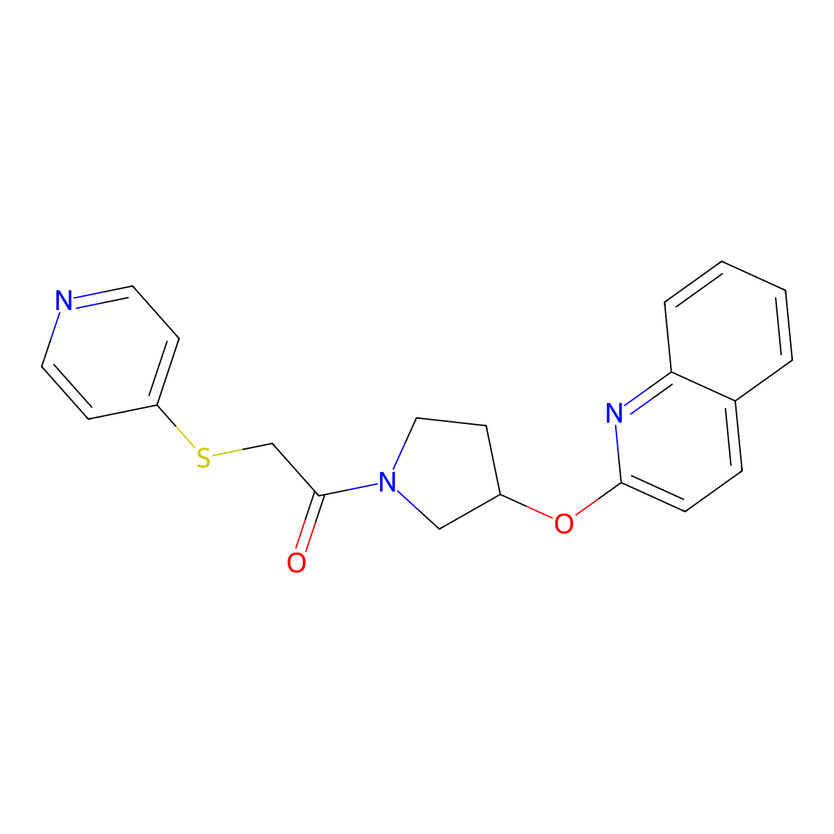 2-(Pyridin-4-ylthio)-1-(3-(quinolin-2-yloxy)pyrrolidin-1-yl)ethanone molecular structure, CAS 2034248-54-7