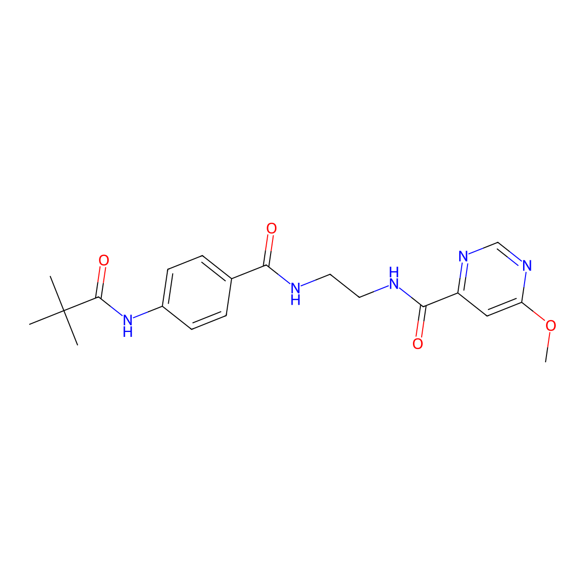 6-methoxy-N-(2-(4-pivalamidobenzamido)ethyl)pyrimidine-4-carboxamide molecular structure, CAS 2034248-58-1