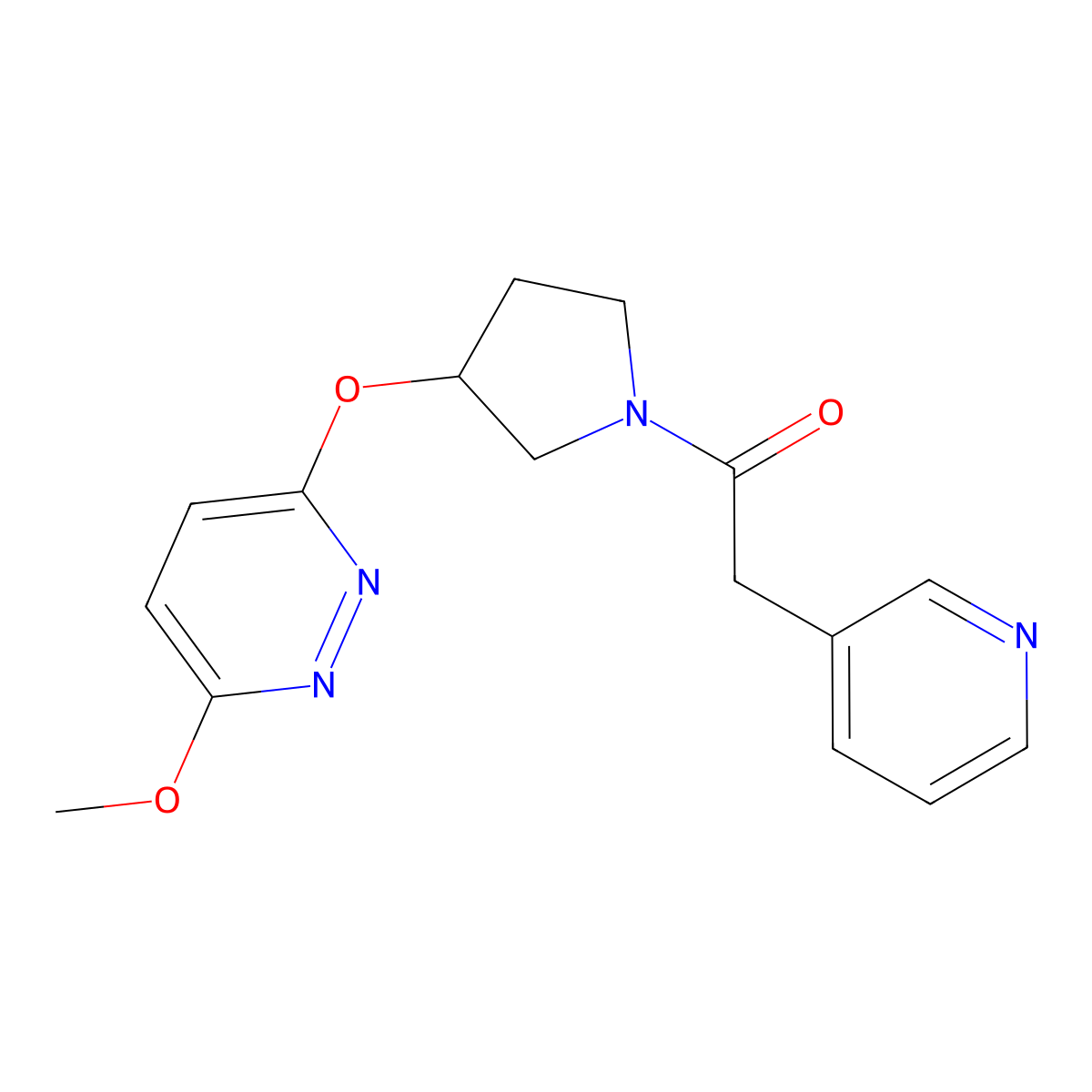 1-(3-((6-Methoxypyridazin-3-yl)oxy)pyrrolidin-1-yl)-2-(pyridin-3-yl)ethanone molecular structure, CAS 2034248-67-2