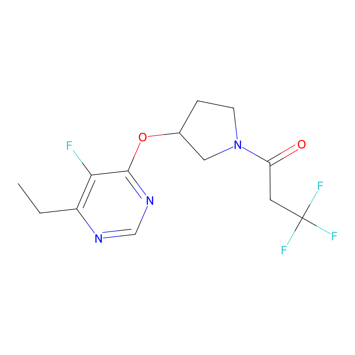 1-(3-((6-Ethyl-5-fluoropyrimidin-4-yl)oxy)pyrrolidin-1-yl)-3,3,3-trifluoropropan-1-one molecular structure, CAS 2034248-68-3