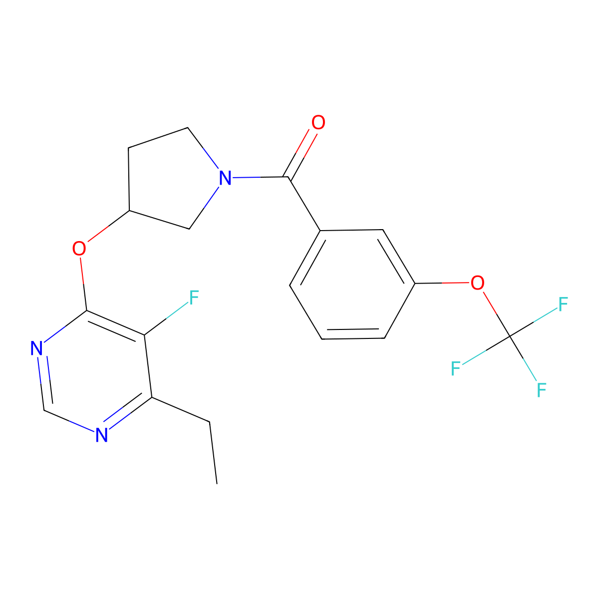 (3-((6-Ethyl-5-fluoropyrimidin-4-yl)oxy)pyrrolidin-1-yl)(3-(trifluoromethoxy)phenyl)methanone molecular structure, CAS 2034248-74-1
