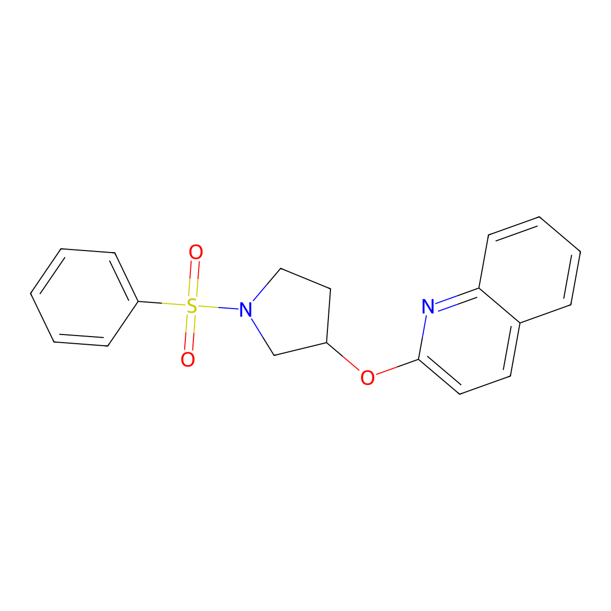 2-((1-(Phenylsulfonyl)pyrrolidin-3-yl)oxy)quinoline molecular structure, CAS 2034248-80-9