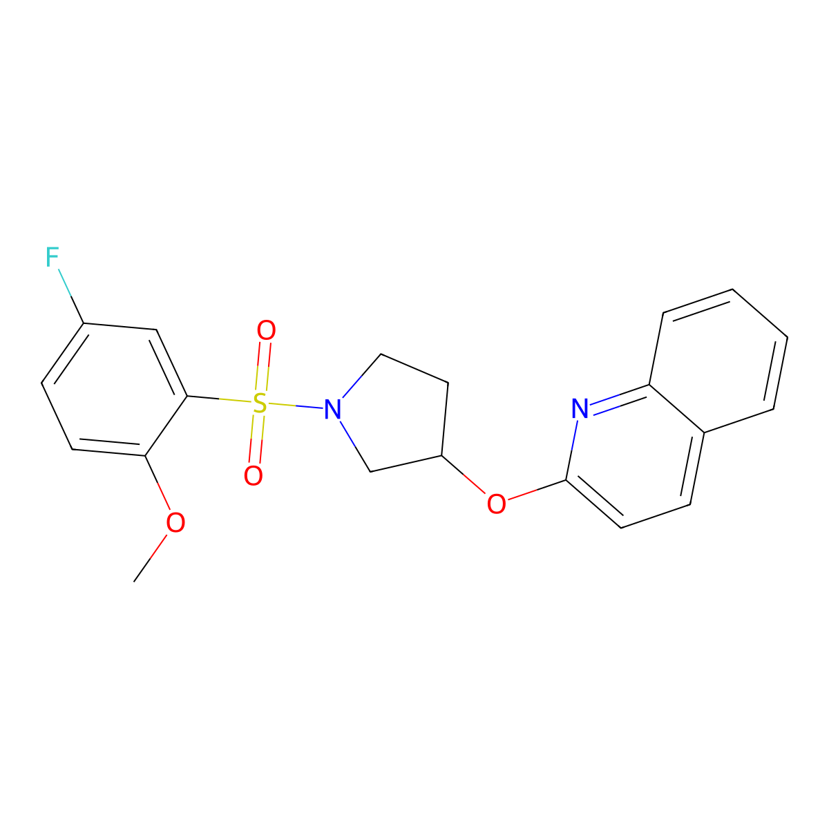2-((1-((5-Fluoro-2-methoxyphenyl)sulfonyl)pyrrolidin-3-yl)oxy)quinoline molecular structure, CAS 2034248-86-5