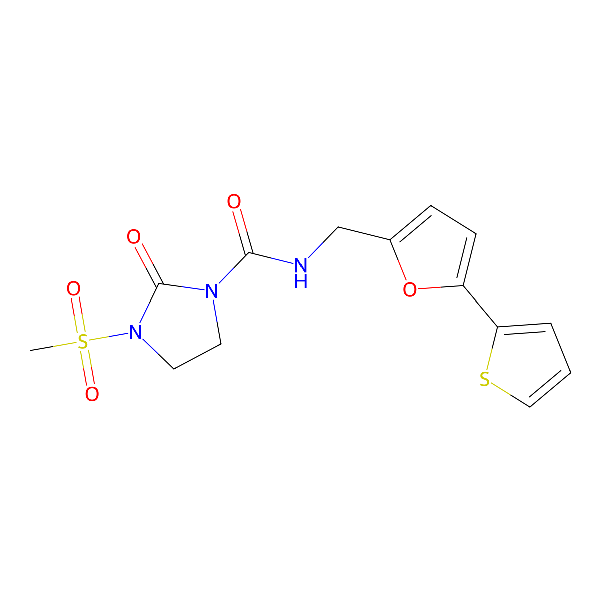 3-(methylsulfonyl)-2-oxo-N-((5-(thiophen-2-yl)furan-2-yl)methyl)imidazolidine-1-carboxamide molecular structure, CAS 2034248-87-6