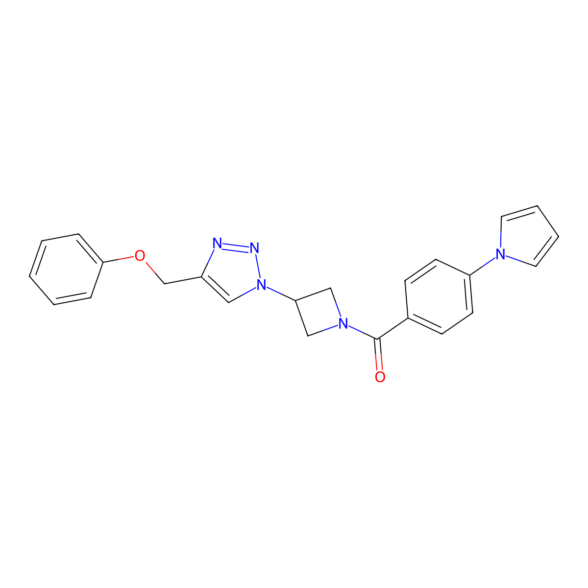 (4-(1H-pyrrol-1-yl)phenyl)(3-(4-(phenoxymethyl)-1H-1,2,3-triazol-1-yl)azetidin-1-yl)methanone molecular structure, CAS 2034248-89-8