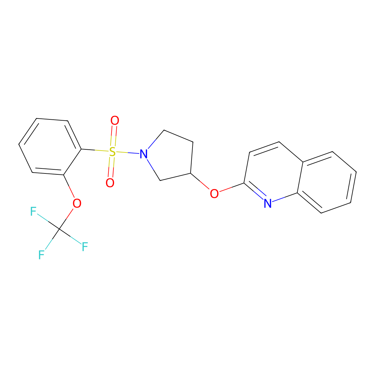 2-((1-((2-(Trifluoromethoxy)phenyl)sulfonyl)pyrrolidin-3-yl)oxy)quinoline molecular structure, CAS 2034248-93-4