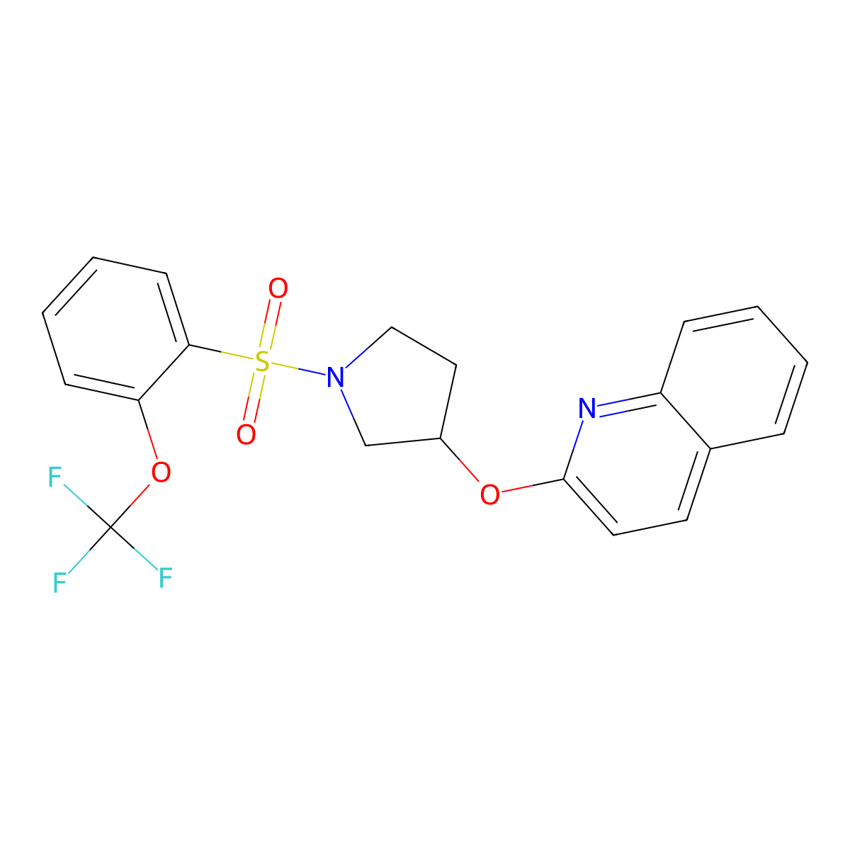 2-((1-((2-(Trifluoromethoxy)phenyl)sulfonyl)pyrrolidin-3-yl)oxy)quinoline molecular structure, CAS 2034248-93-4