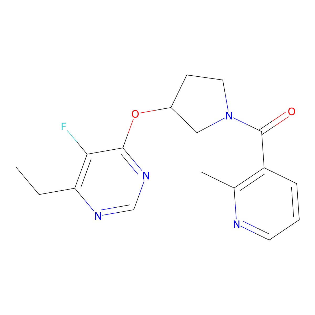 (3-((6-Ethyl-5-fluoropyrimidin-4-yl)oxy)pyrrolidin-1-yl)(2-methylpyridin-3-yl)methanone molecular structure, CAS 2034248-95-6