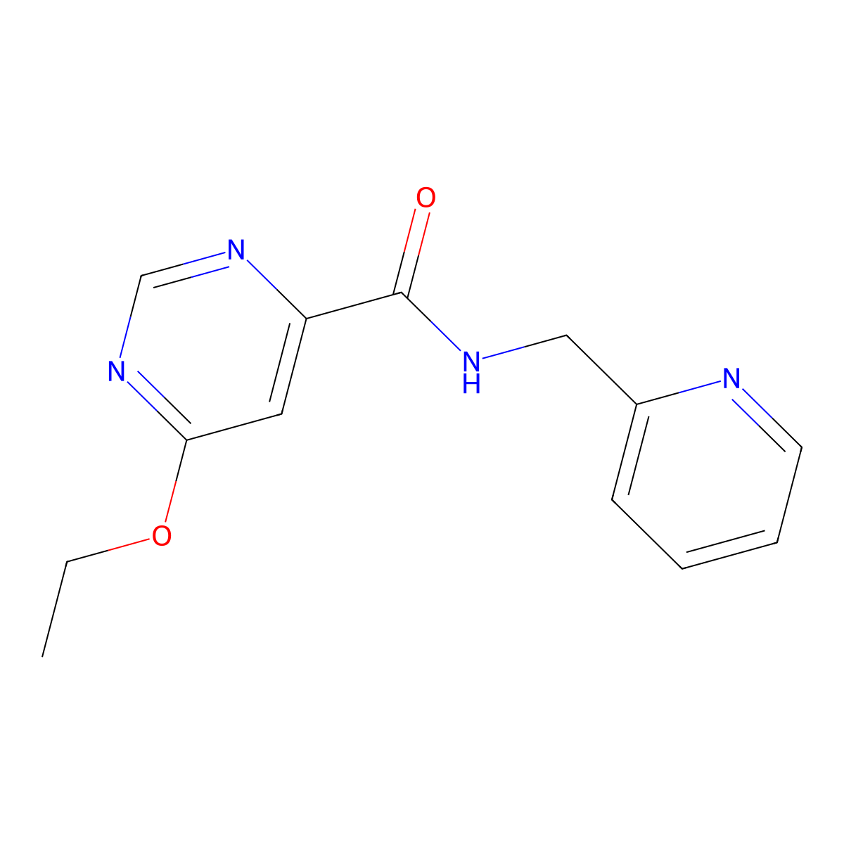 6-ethoxy-N-(pyridin-2-ylmethyl)pyrimidine-4-carboxamide molecular structure, CAS 2034249-11-9