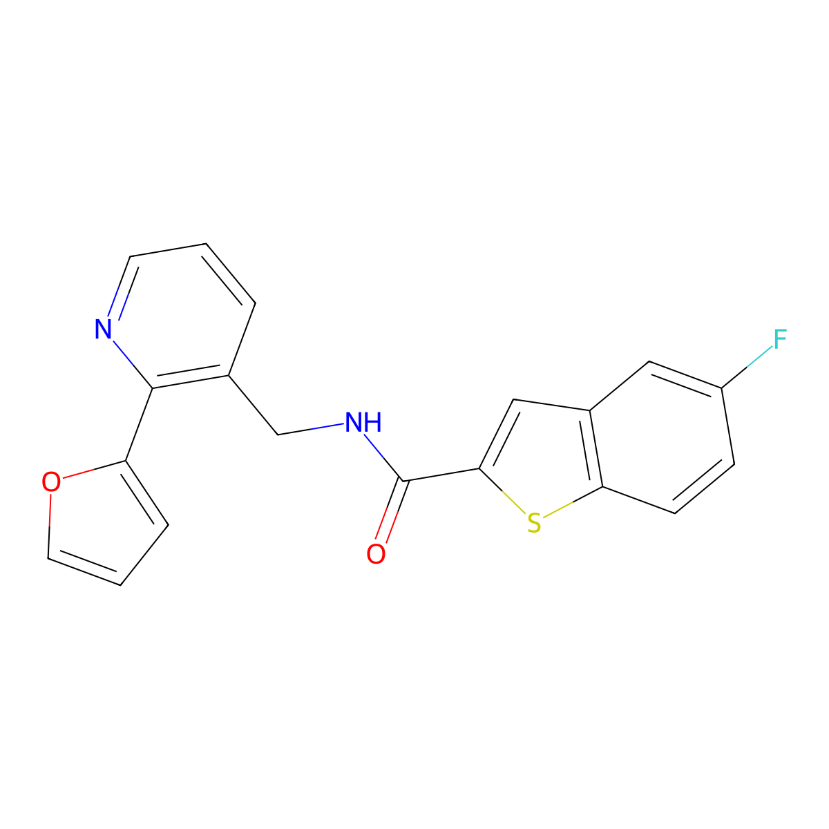 5-fluoro-N-((2-(furan-2-yl)pyridin-3-yl)methyl)benzo[b]thiophene-2-carboxamide molecular structure, CAS 2034249-16-4