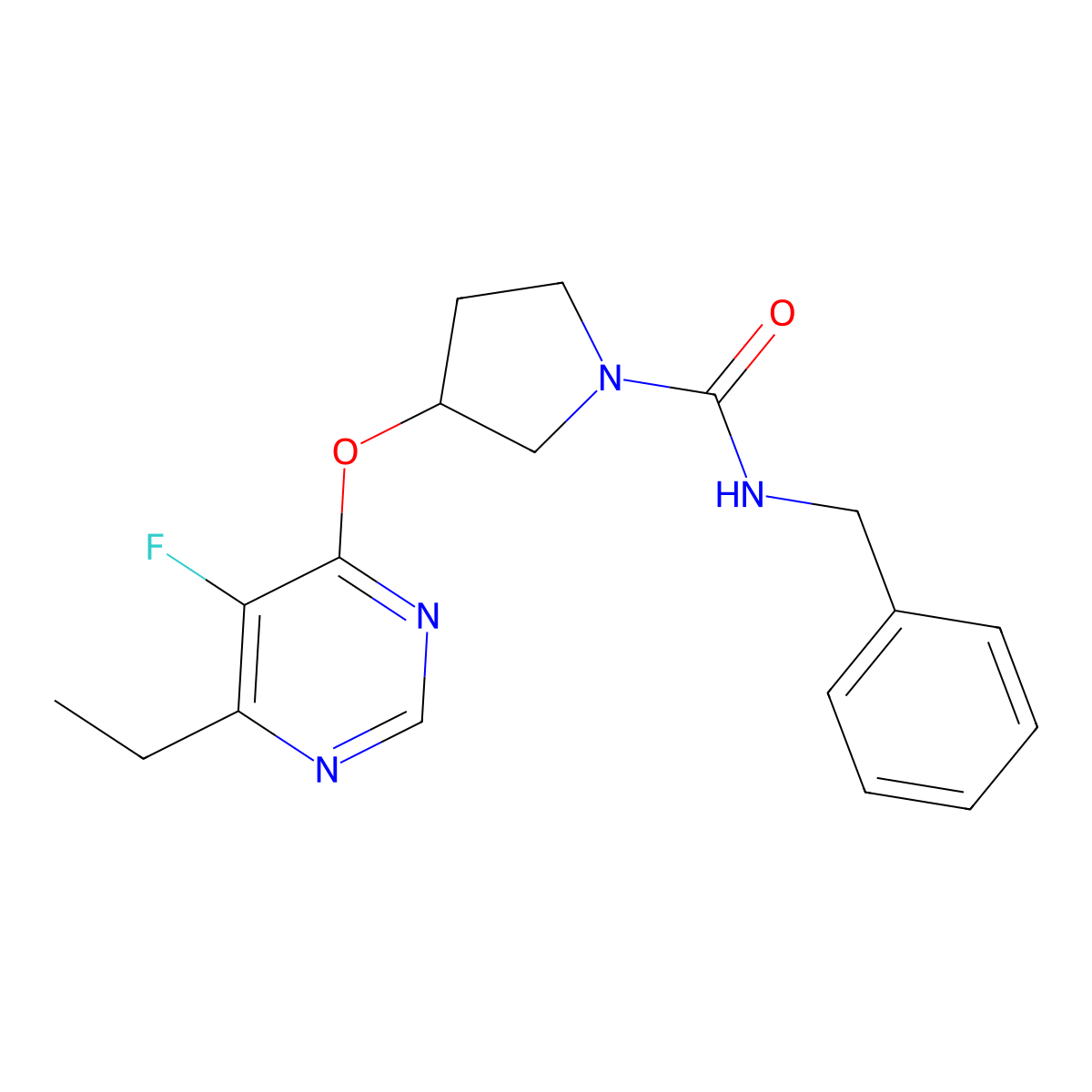 N-benzyl-3-[(6-ethyl-5-fluoropyrimidin-4-yl)oxy]pyrrolidine-1-carboxamide molecular structure, CAS 2034249-19-7