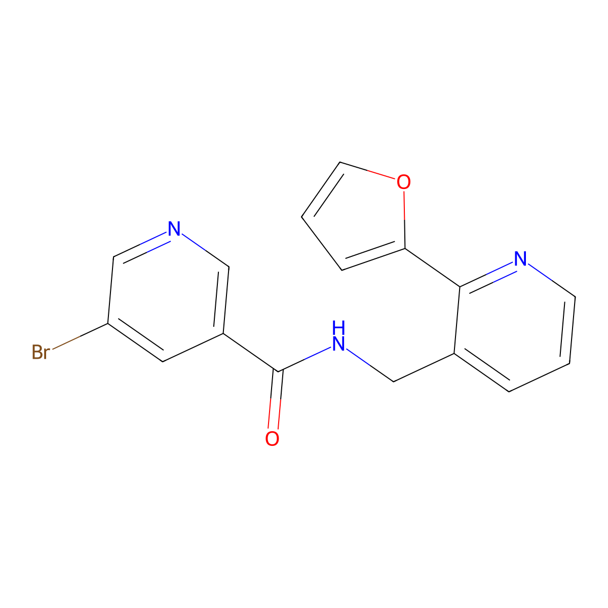 5-bromo-N-((2-(furan-2-yl)pyridin-3-yl)methyl)nicotinamide molecular structure, CAS 2034249-21-1