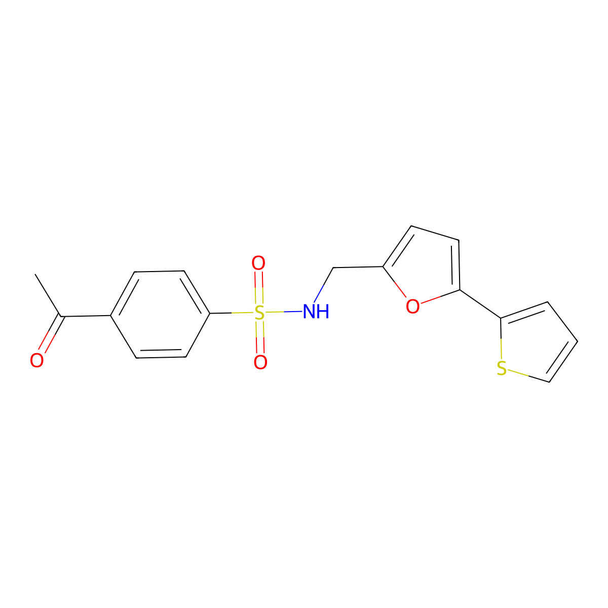 4-acetyl-N-((5-(thiophen-2-yl)furan-2-yl)methyl)benzenesulfonamide molecular structure, CAS 2034249-22-2