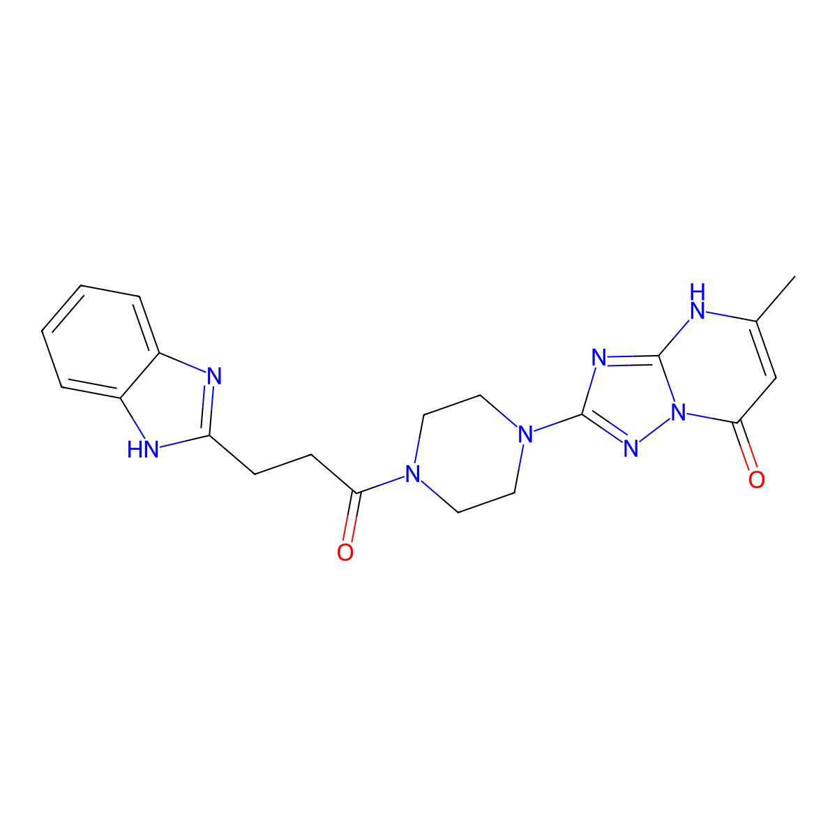 2-(4-(3-(1H-benzo[d]imidazol-2-yl)propanoyl)piperazin-1-yl)-5-methyl-[1,2,4]triazolo[1,5-a]pyrimidin-7(4H)-one molecular structure, CAS 2034249-29-9