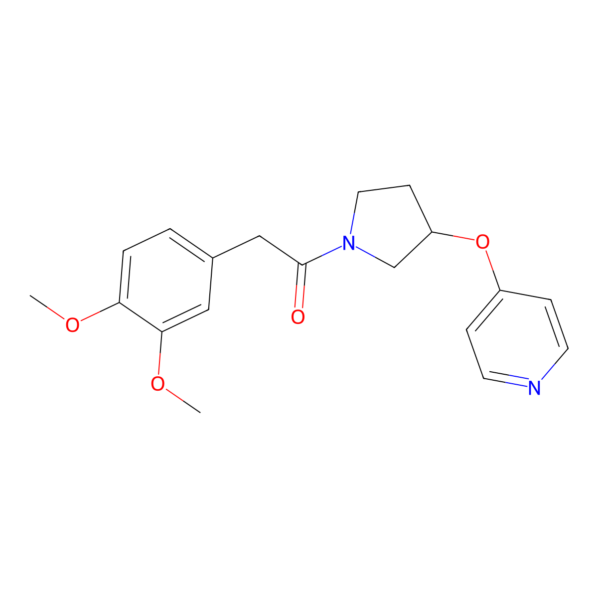 2-(3,4-Dimethoxyphenyl)-1-(3-(pyridin-4-yloxy)pyrrolidin-1-yl)ethanone molecular structure, CAS 2034249-30-2