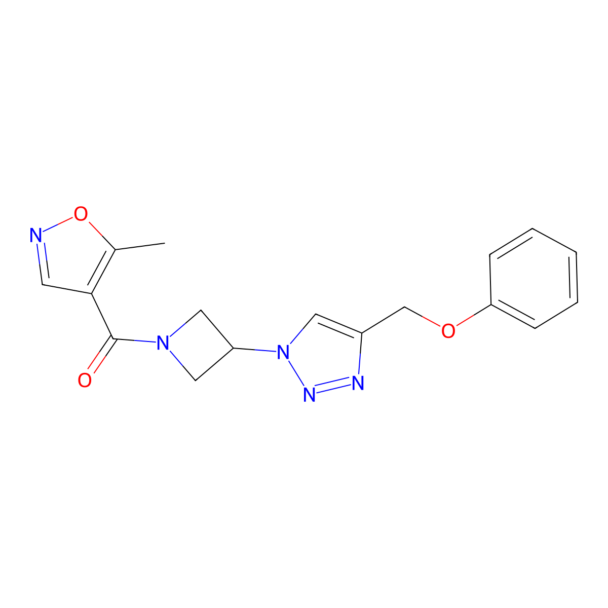 (5-methylisoxazol-4-yl)(3-(4-(phenoxymethyl)-1H-1,2,3-triazol-1-yl)azetidin-1-yl)methanone molecular structure, CAS 2034249-34-6