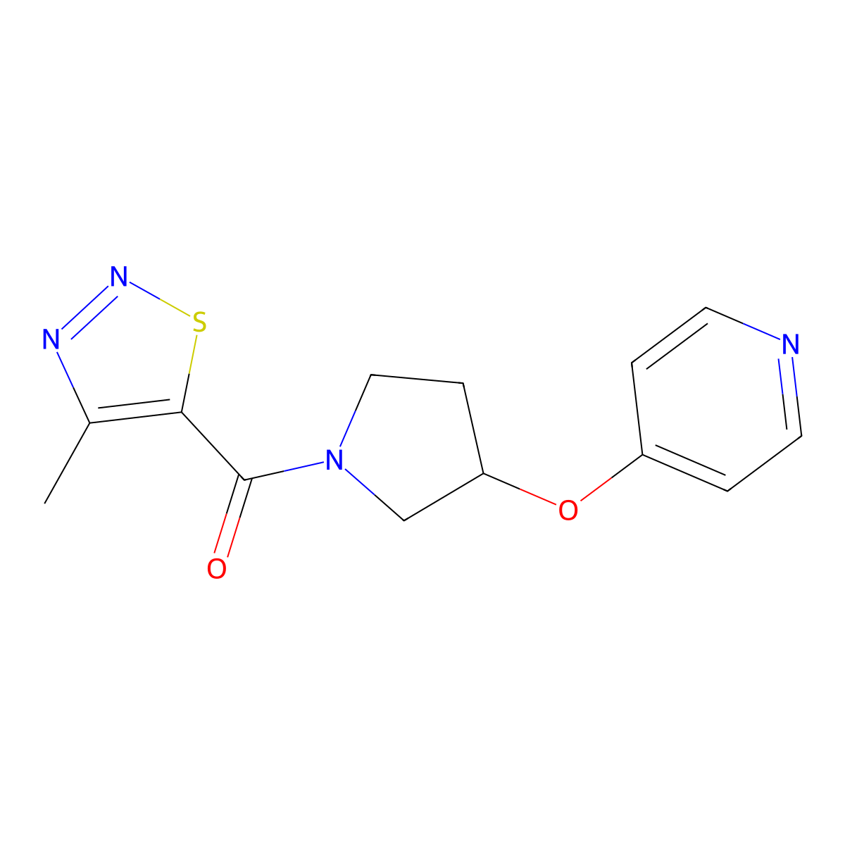(4-Methyl-1,2,3-thiadiazol-5-yl)(3-(pyridin-4-yloxy)pyrrolidin-1-yl)methanone molecular structure, CAS 2034249-44-8