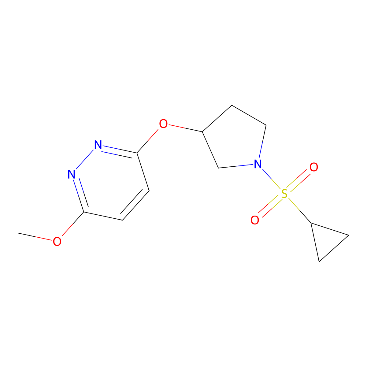 3-((1-(Cyclopropylsulfonyl)pyrrolidin-3-yl)oxy)-6-methoxypyridazine molecular structure, CAS 2034249-46-0