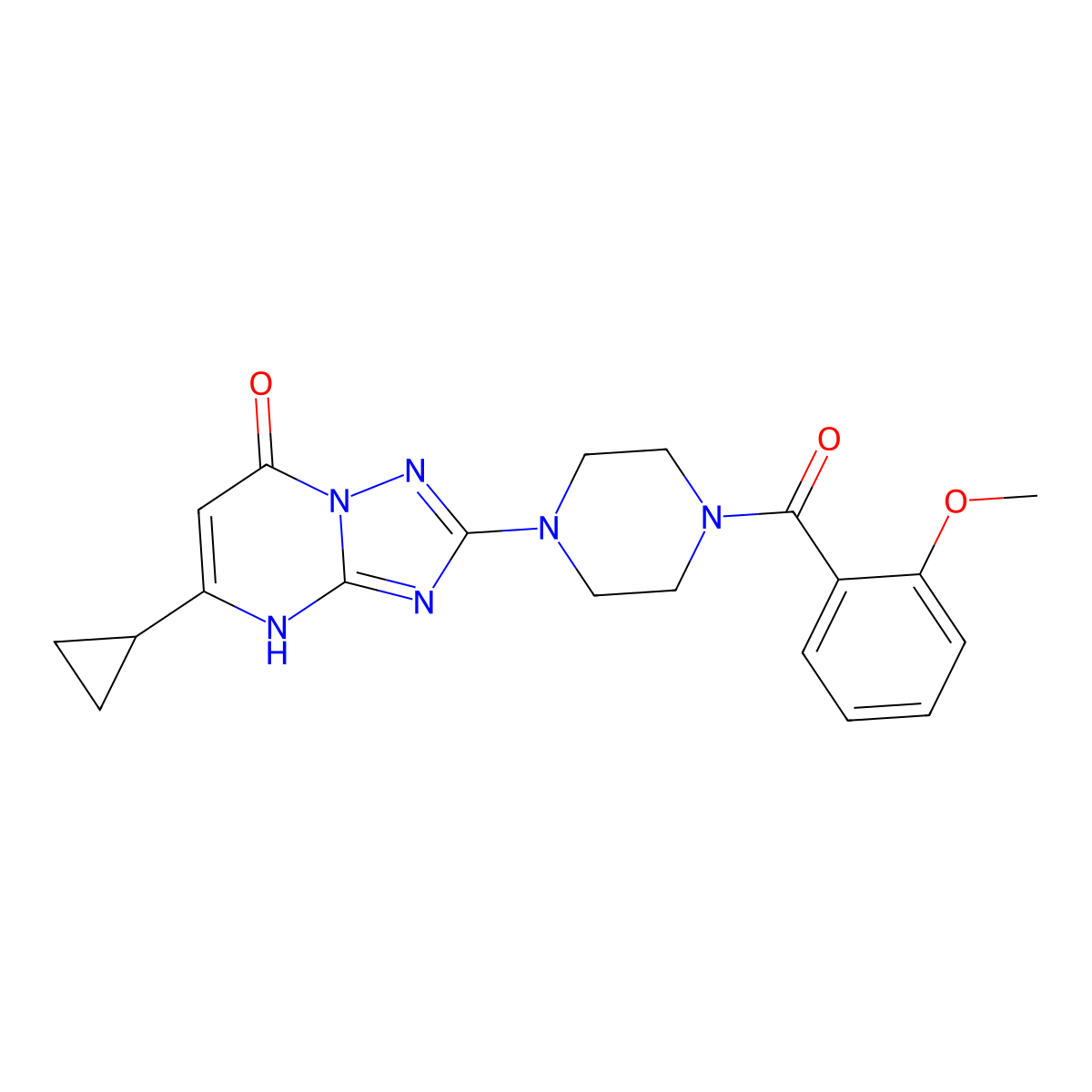 5-cyclopropyl-2-(4-(2-methoxybenzoyl)piperazin-1-yl)-[1,2,4]triazolo[1,5-a]pyrimidin-7(4H)-one molecular structure, CAS 2034249-48-2