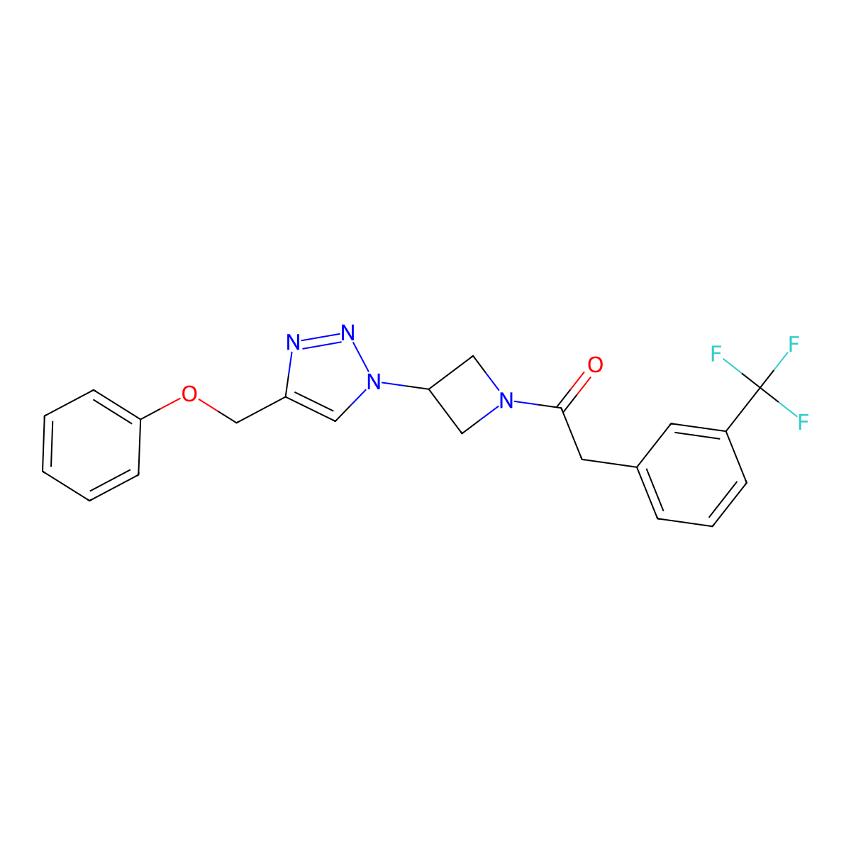1-(3-(4-(phenoxymethyl)-1H-1,2,3-triazol-1-yl)azetidin-1-yl)-2-(3-(trifluoromethyl)phenyl)ethanone molecular structure, CAS 2034249-49-3