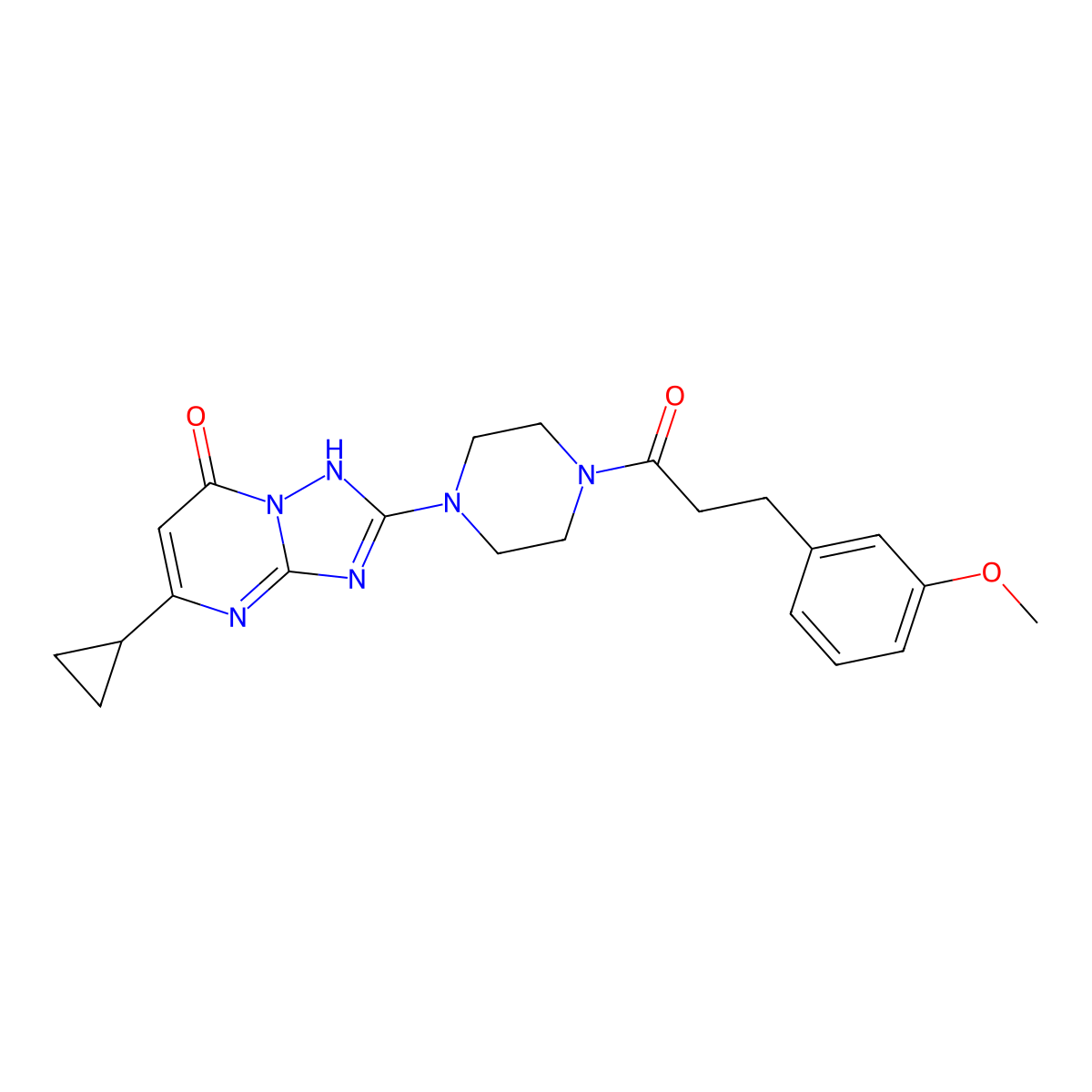 5-cyclopropyl-2-(4-(3-(3-methoxyphenyl)propanoyl)piperazin-1-yl)-[1,2,4]triazolo[1,5-a]pyrimidin-7(4H)-one molecular structure, CAS 2034249-52-8