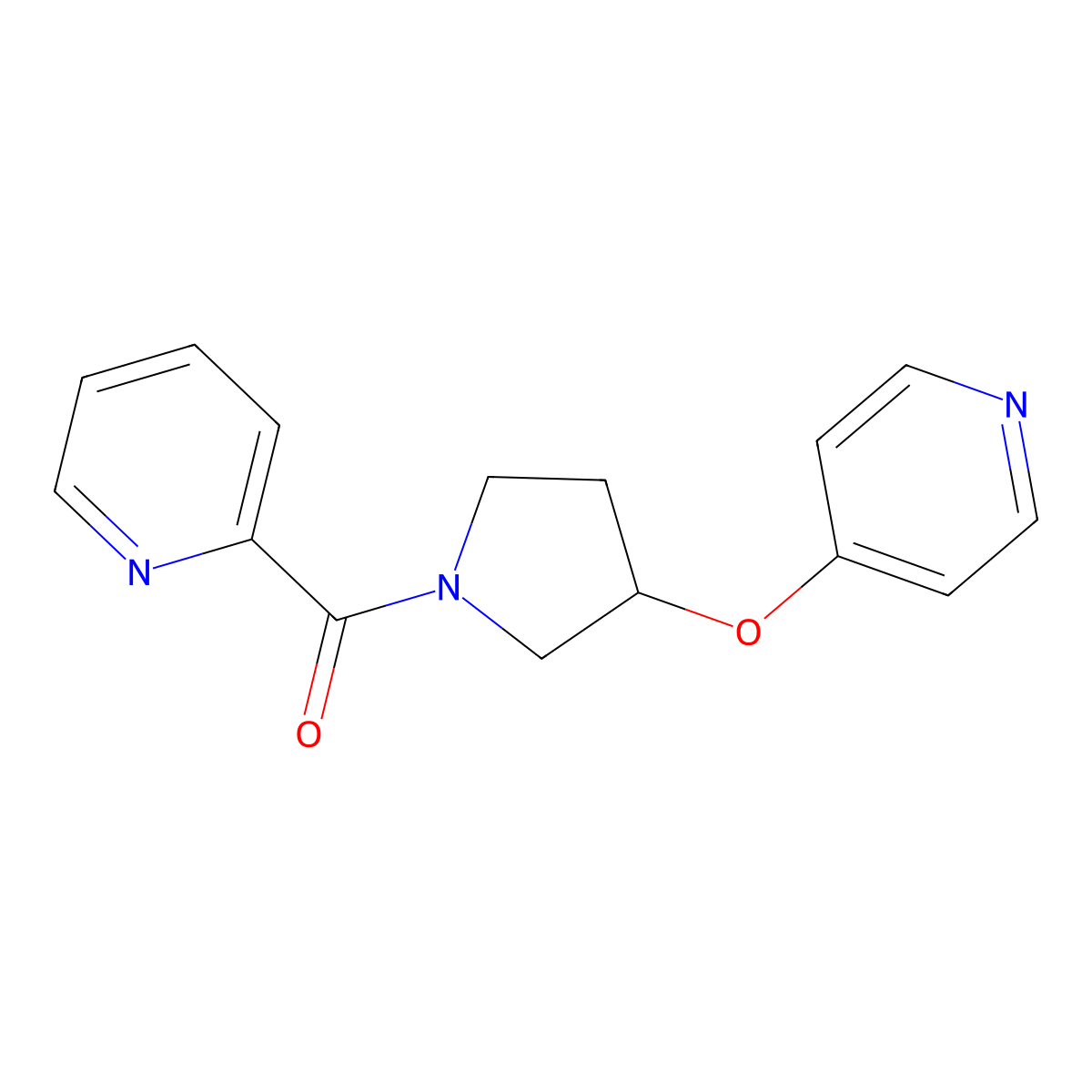 Pyridin-2-yl(3-(pyridin-4-yloxy)pyrrolidin-1-yl)methanone molecular structure, CAS 2034249-53-9