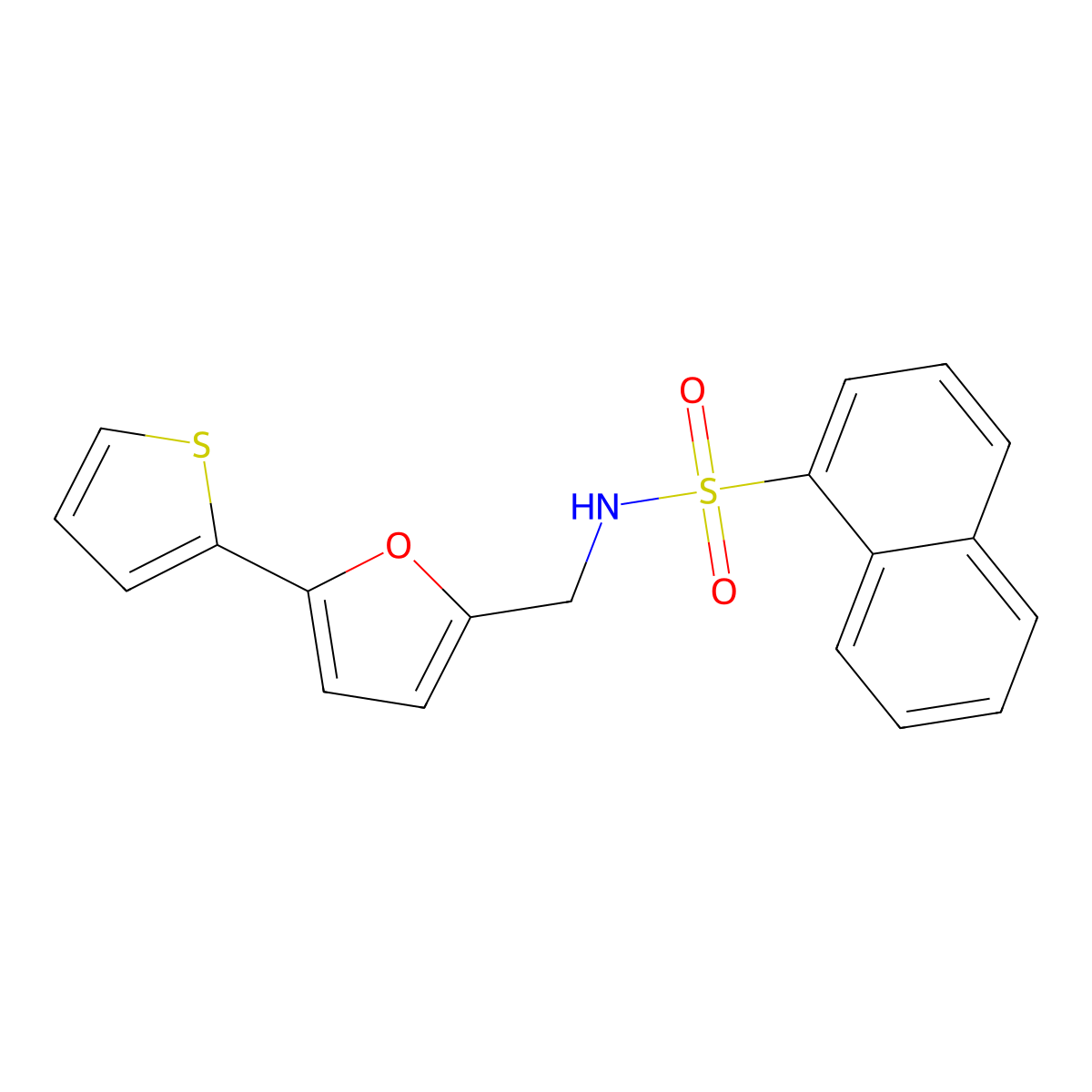 N-{[5-(thiophen-2-yl)furan-2-yl]methyl}naphthalene-1-sulfonamide molecular structure, CAS 2034249-58-4