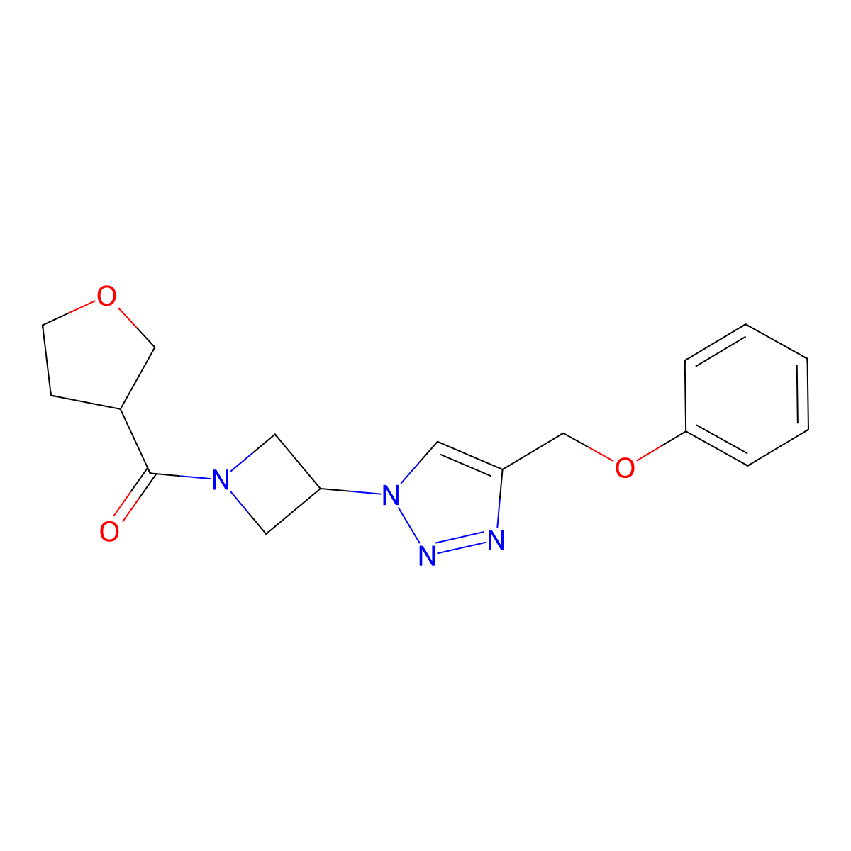 (3-(4-(phenoxymethyl)-1H-1,2,3-triazol-1-yl)azetidin-1-yl)(tetrahydrofuran-3-yl)methanone molecular structure, CAS 2034249-65-3