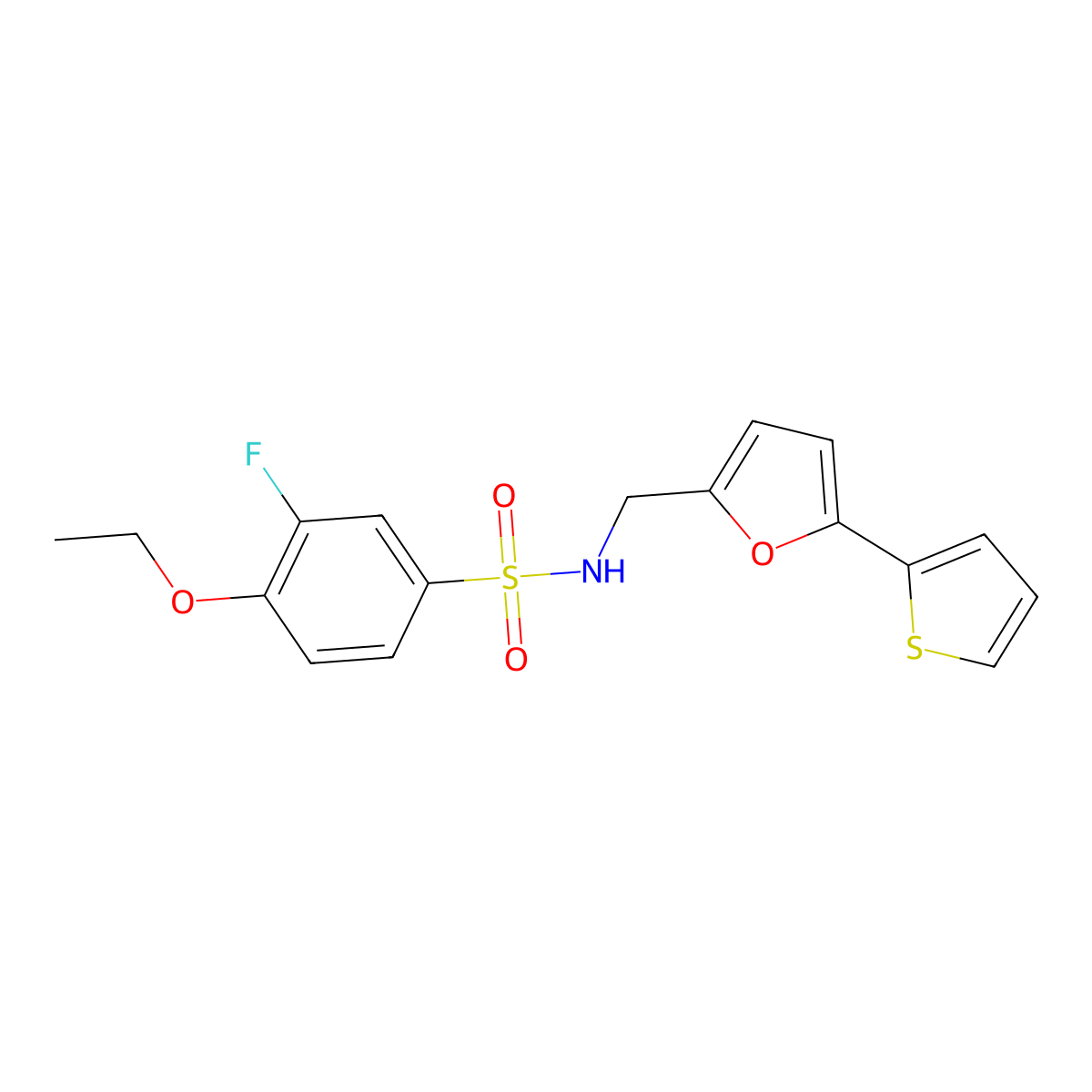 4-ethoxy-3-fluoro-N-((5-(thiophen-2-yl)furan-2-yl)methyl)benzenesulfonamide molecular structure, CAS 2034249-66-4