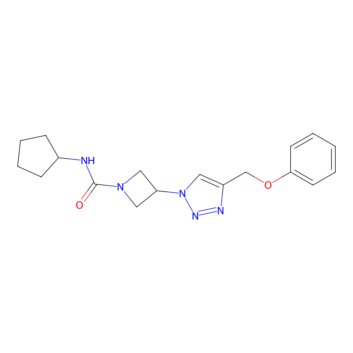 N-cyclopentyl-3-(4-(phenoxymethyl)-1H-1,2,3-triazol-1-yl)azetidine-1-carboxamide molecular structure, CAS 2034249-70-0