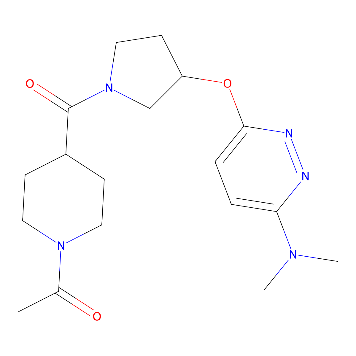 1-(4-(3-((6-(Dimethylamino)pyridazin-3-yl)oxy)pyrrolidine-1-carbonyl)piperidin-1-yl)ethanone molecular structure, CAS 2034249-73-3