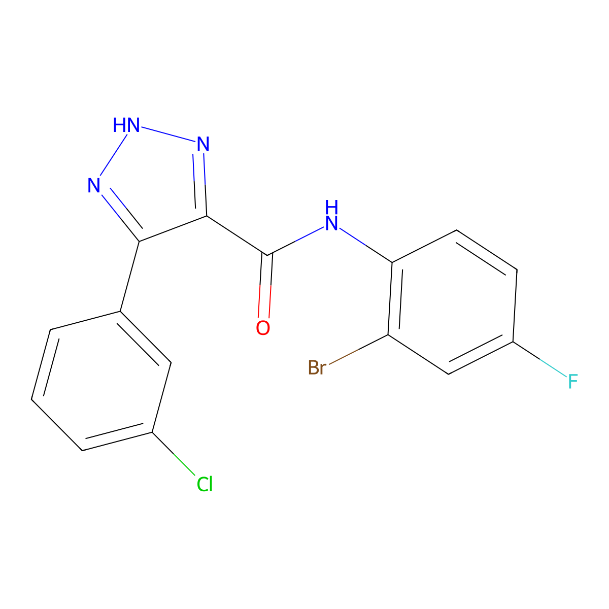 N-(2-bromo-4-fluorophenyl)-4-(3-chlorophenyl)-1H-1,2,3-triazole-5-carboxamide molecular structure, CAS 2034249-77-7