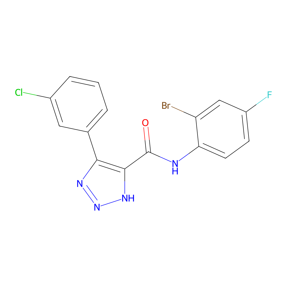 N-(2-bromo-4-fluorophenyl)-4-(3-chlorophenyl)-1H-1,2,3-triazole-5-carboxamide molecular structure, CAS 2034249-77-7